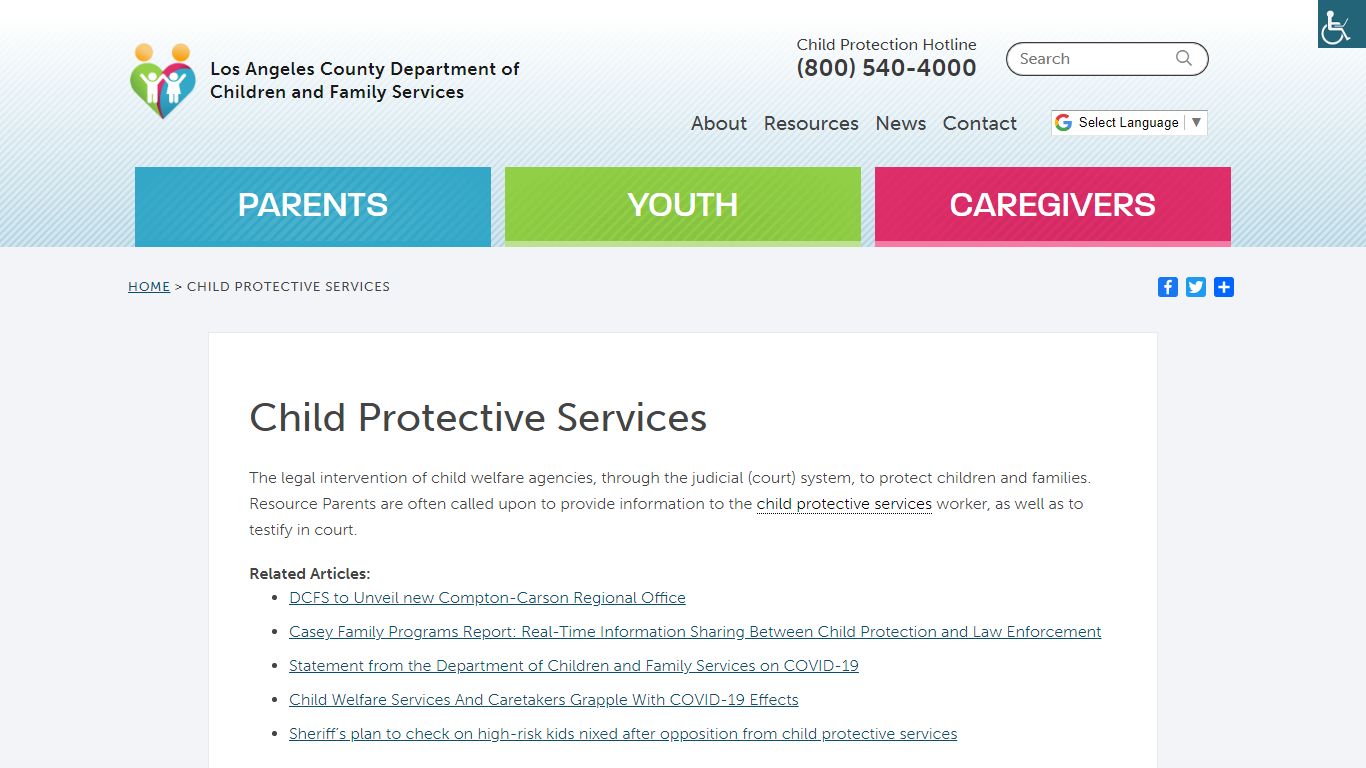 Child Protective Services - Los Angeles County, California